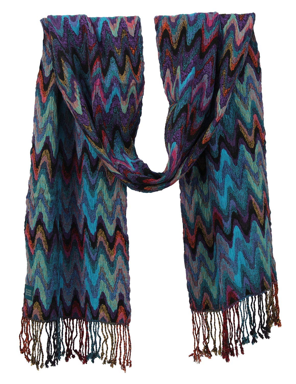 Sunshine Joy - Zig Zag Soul Scarf – Multi-Colored Long Scarf, 100% Viscose