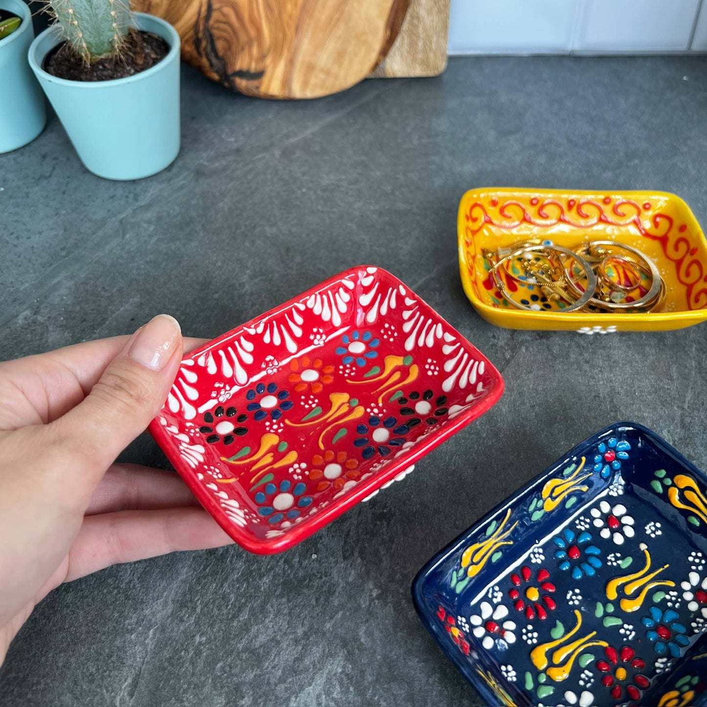 Umays Boho - Handpainted Ceramic Bowls, Colorful Bowl, Cute Trinket Dish