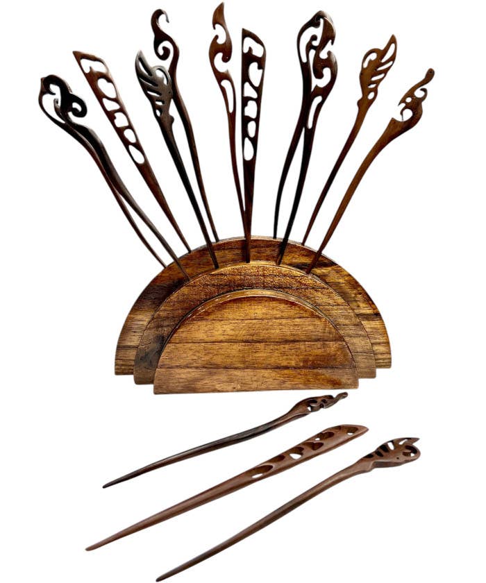 DK Hawaii - Handmade Carved Wooden Hair Stick