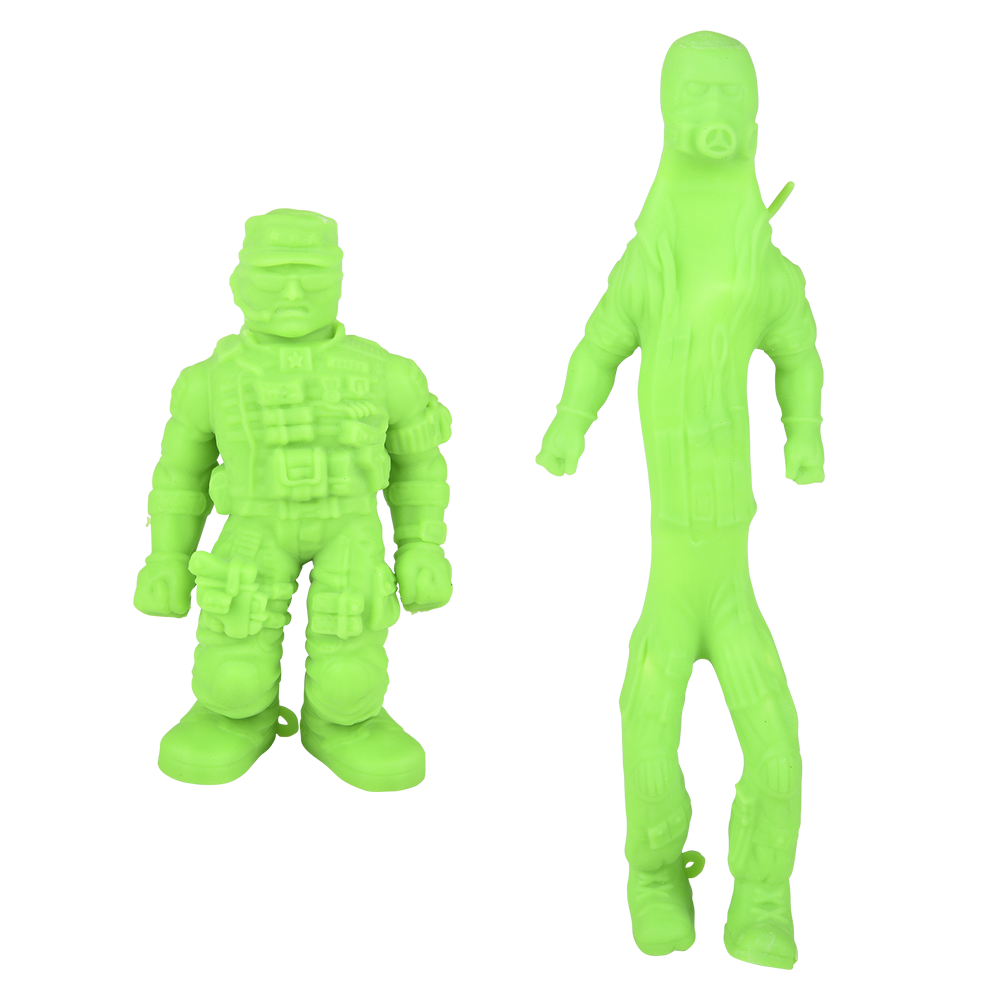 6" NEON GREEN STRETCHY SAND TOY SOLDIER 1 PC
