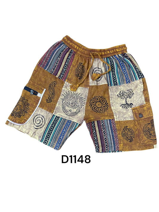 Rising International Inc - Cotton Patchwork Block Print Zip Grand Canyon Short