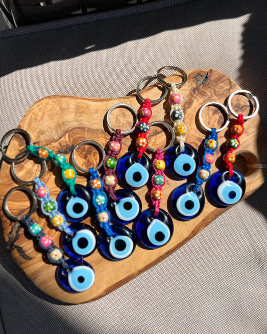 Umays Boho - Evil Eye Keychain, Handmade Macrame Keychain, Boho Keychain