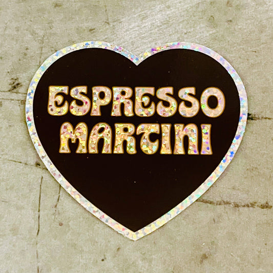 The Silver Spider - Espresso martini sparkly Heart Sticker restaurant bar gifts
