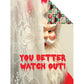 Creepy Santa You Better Watch Out Gift Wrapping Paper Folded Flat Wrap.  3 sheets