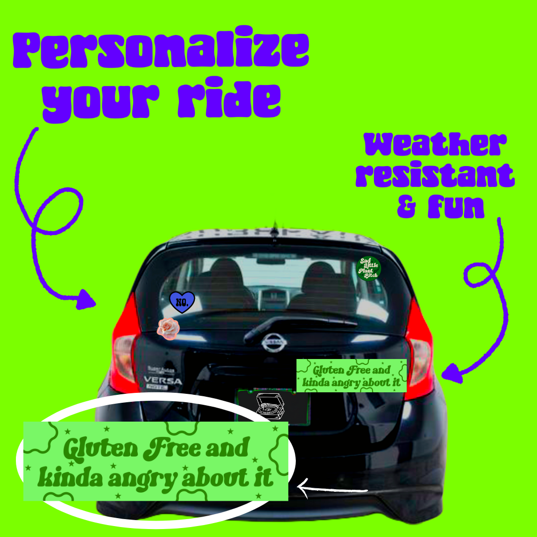 Gluten free and angry bumper sticker