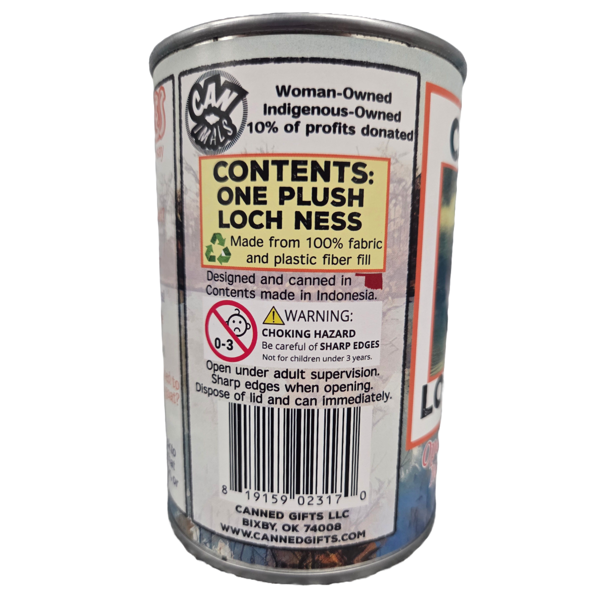 Canned Loch Ness Monster | Stuffed Plush in a Can