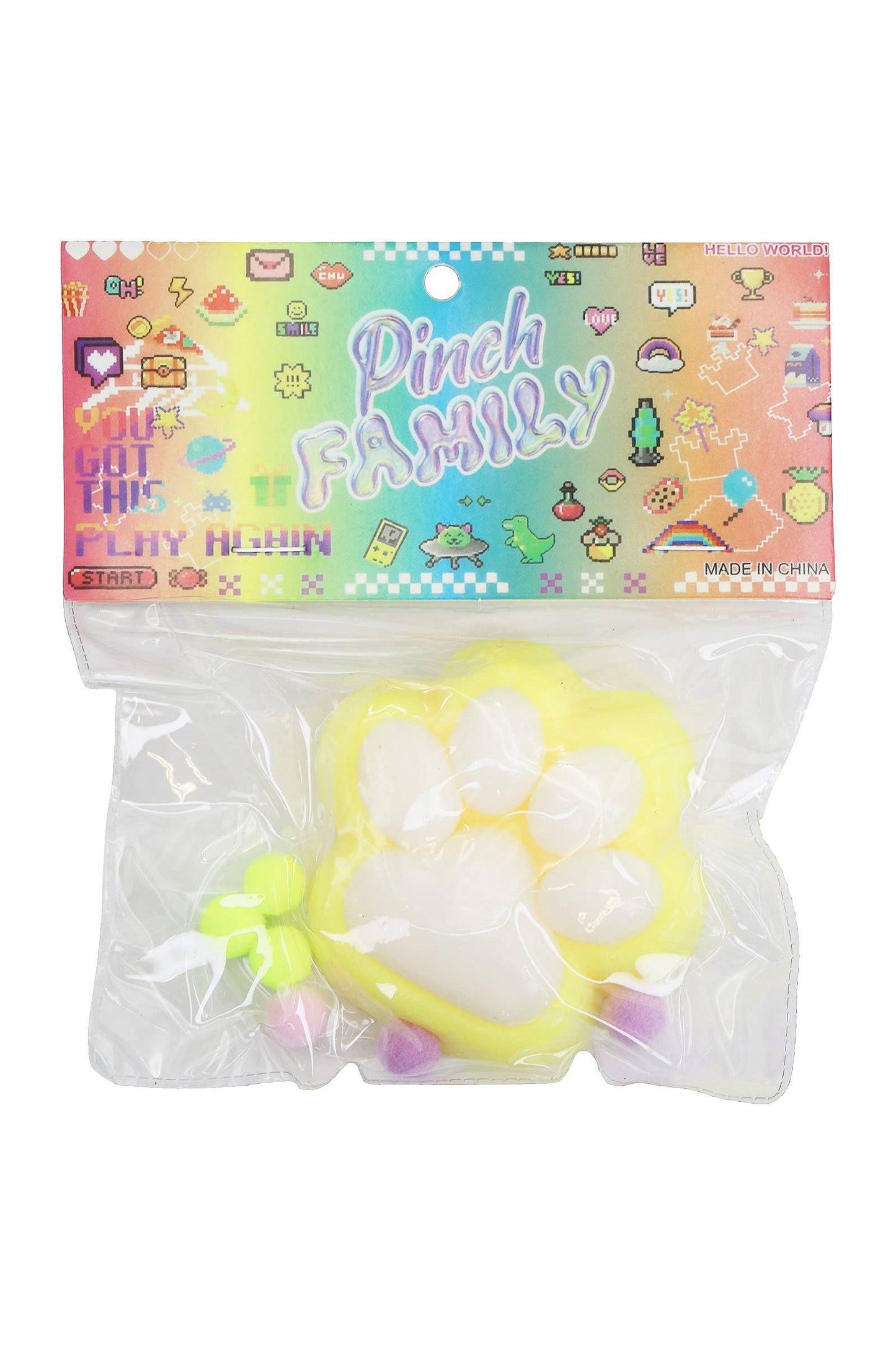 Animal Paw Lightly Flocked Pom Pom Sticky Mochi Squishy Bag -1PC