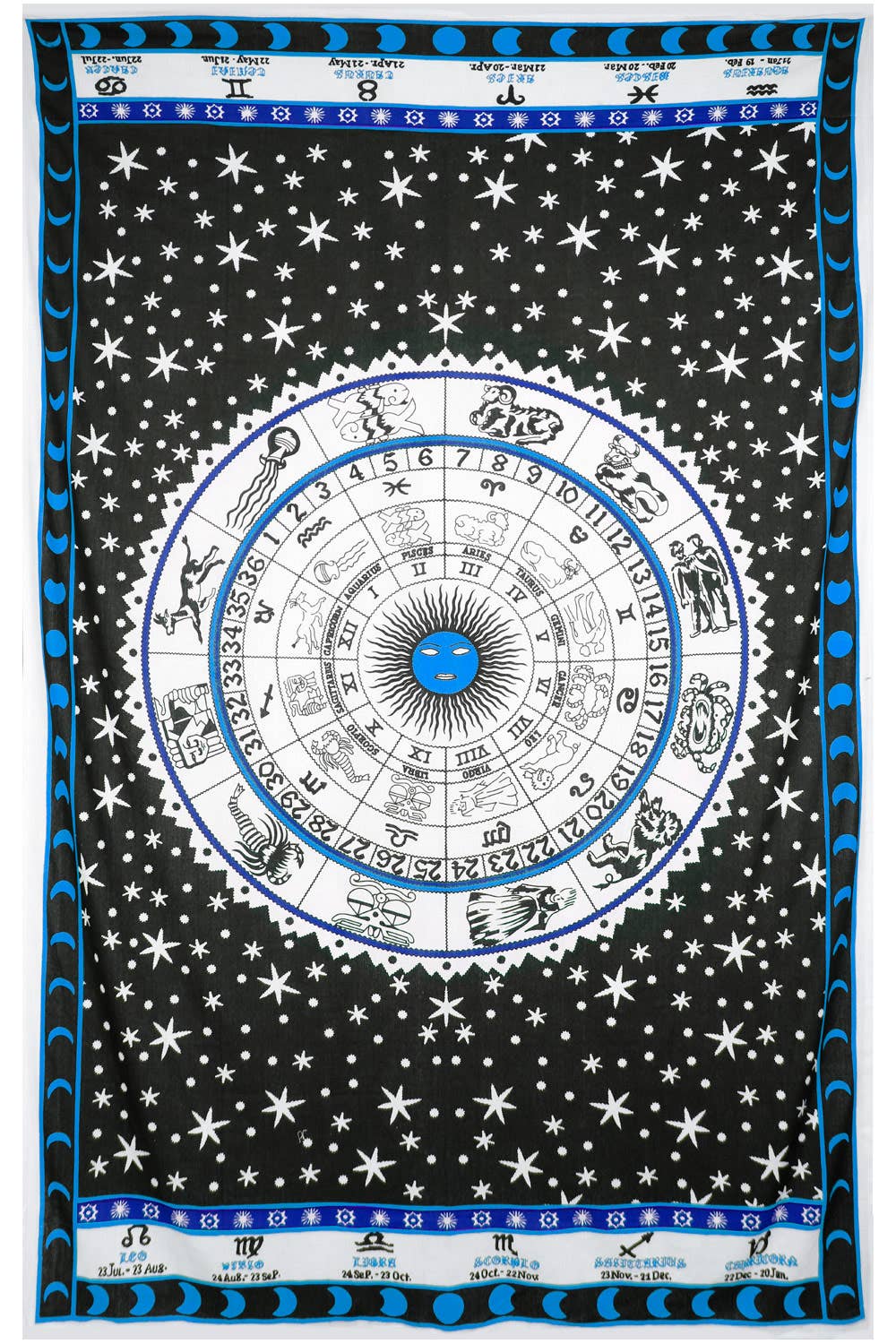 Sunshine Joy - Zest for Life Tapestry Zodiac Astrology 52x80" Blue