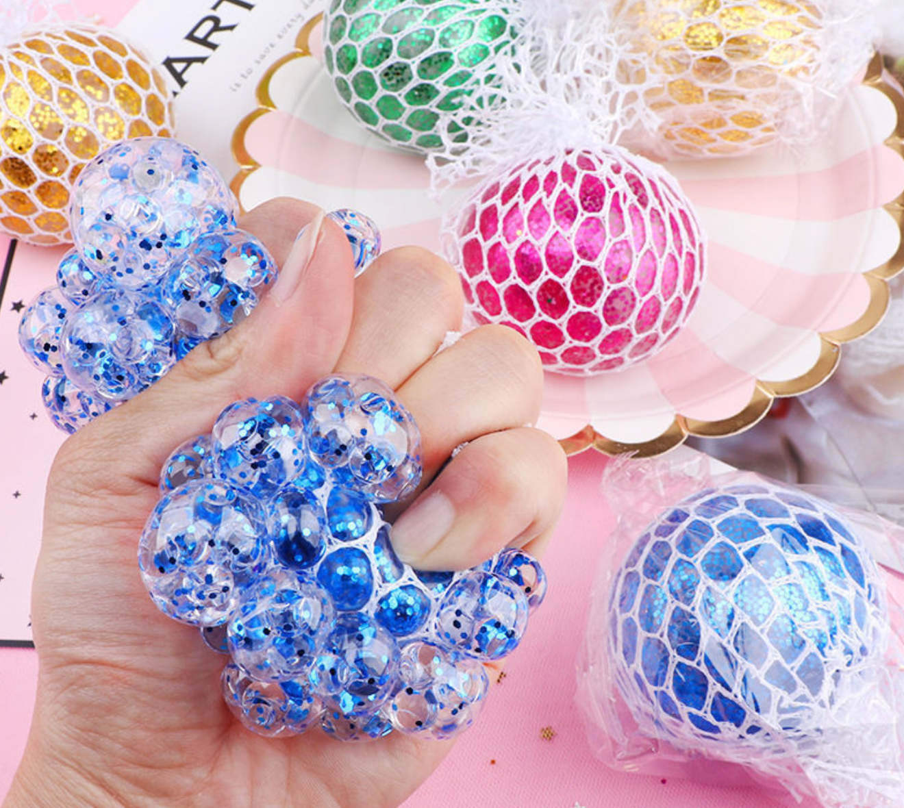 Glitter colorful Ball Squishy Squeeze Toy Fidget Toy