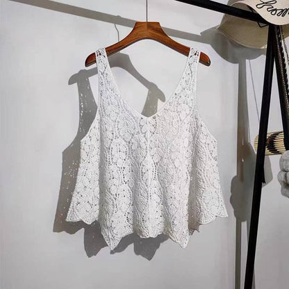 Funkyrel® Atzbranding Limited - Crochet Hollow Knit Vest with Leaf Texture