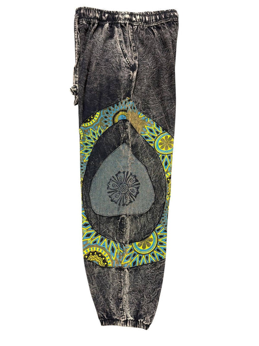 Rising International Inc - Cotton Stonewashed BLK With Green Patch Circle Pant DT25801