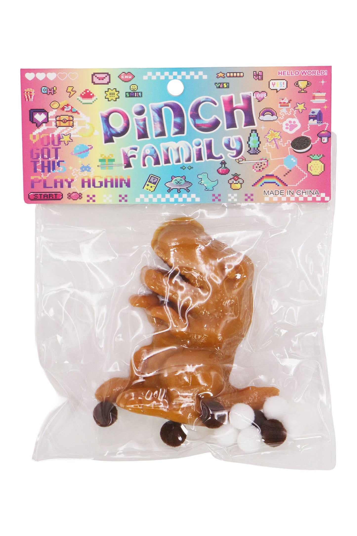T-rex Dinosaur Sticky Mochi Pom Pom Squishy Bag 1PC