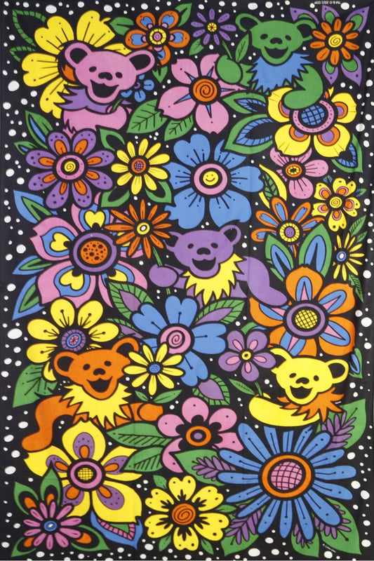 Grateful Dead Flower Bears Tapestry 30x45