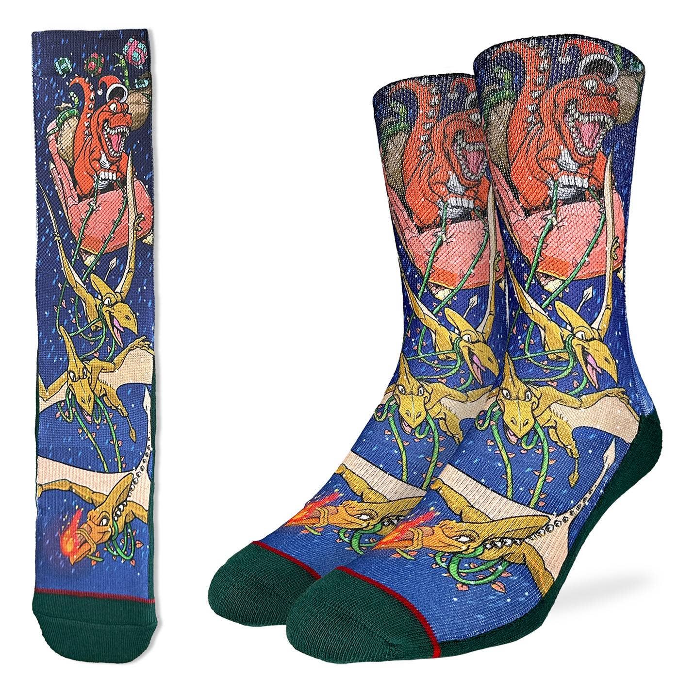 Good Luck Sock - Men's Santa Tyrannosaurus Rex Christmas Socks [CLEARANCE]