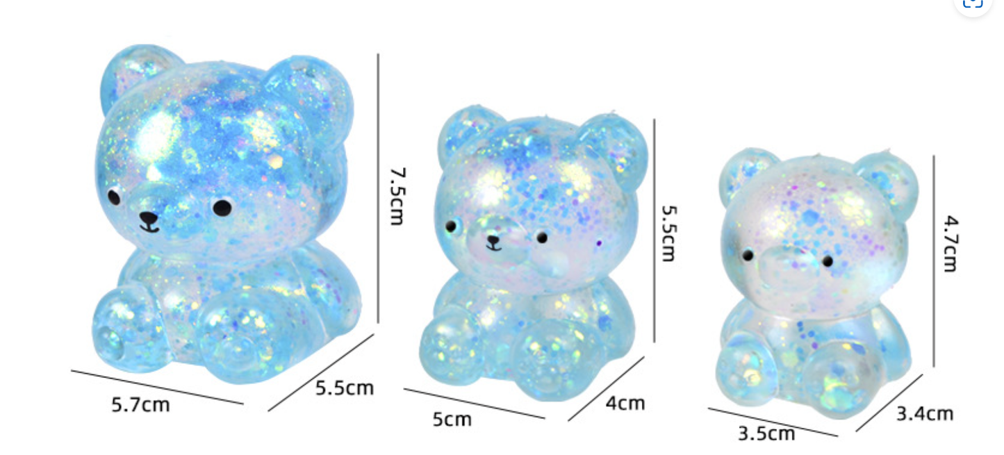 Cute Mini Glitter Bear Squishy Squeeze Toy