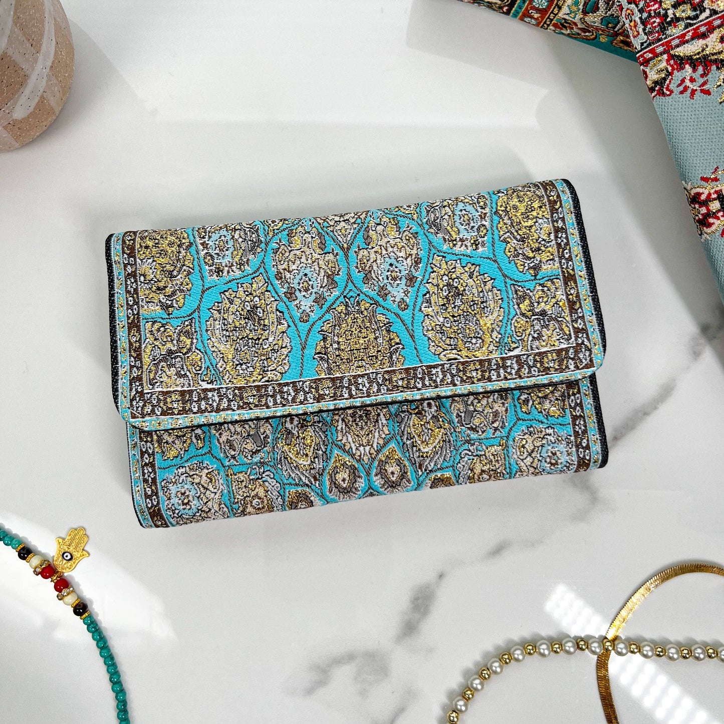 Umays Boho - Small Blue Wallet, Cute Boho Wallet, Handmade Wallet