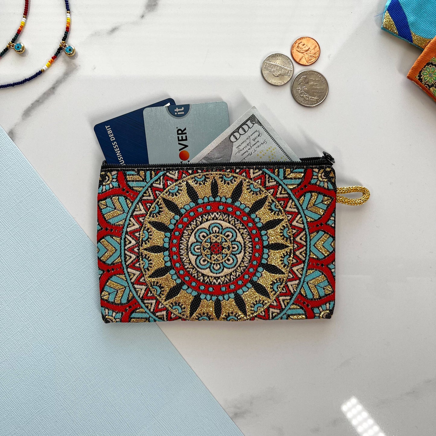 Umays Boho - Mandala Change Pouch, Fabric Coin Purse