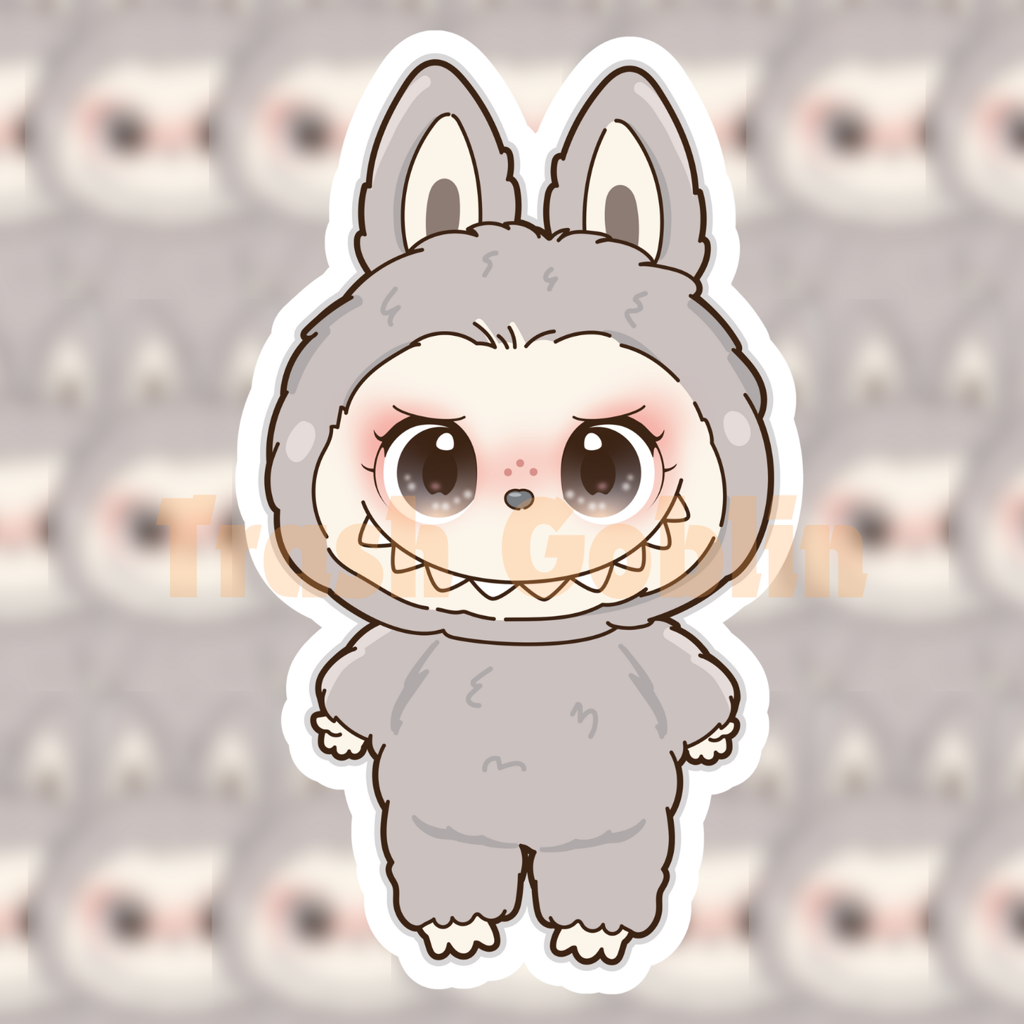 Grey Labubu Vinyl Sticker