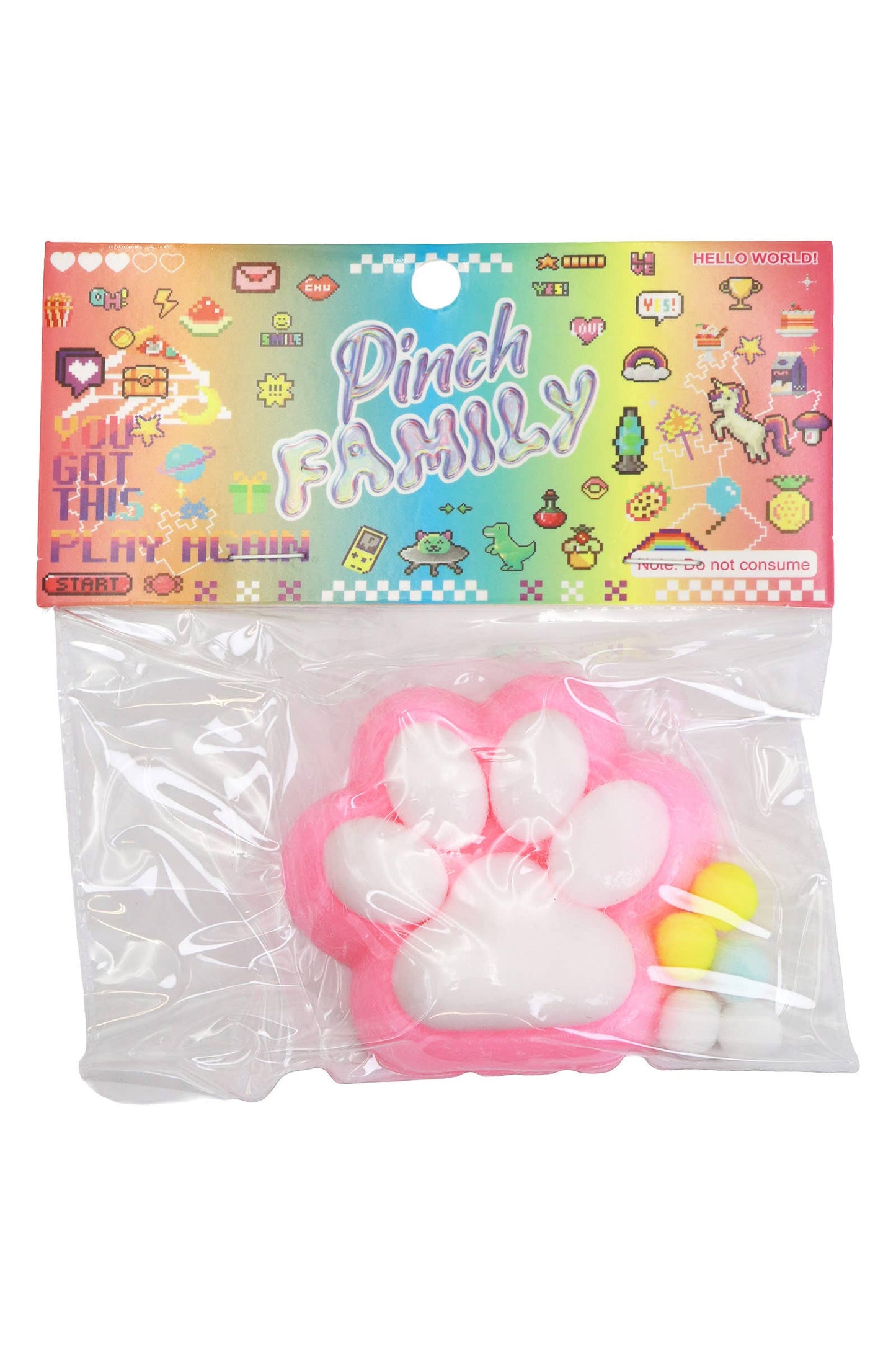 Animal Paw Lightly Flocked Pom Pom Sticky Mochi Squishy Bag -1PC