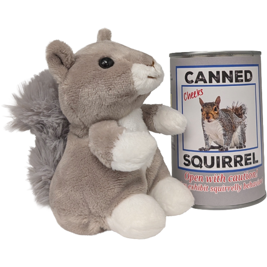 Canned Gray Squirrel | Stuffed Animal Plush | Funny Jokes