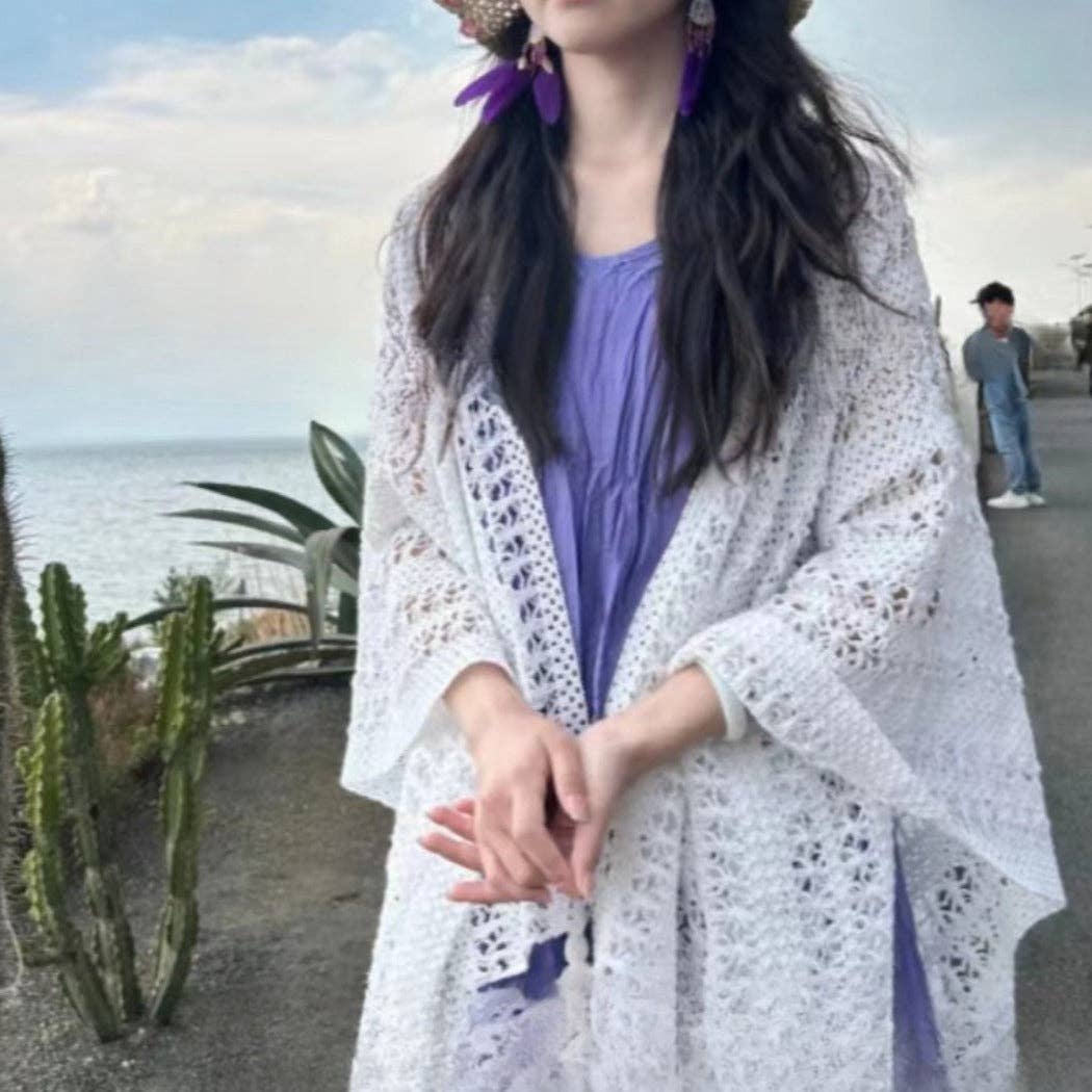 Funkyrel® Atzbranding Limited - Crosa - Vintage Boho Knit Cardigan Cover-Up