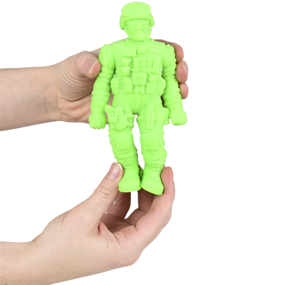 6" NEON GREEN STRETCHY SAND TOY SOLDIER 1 PC