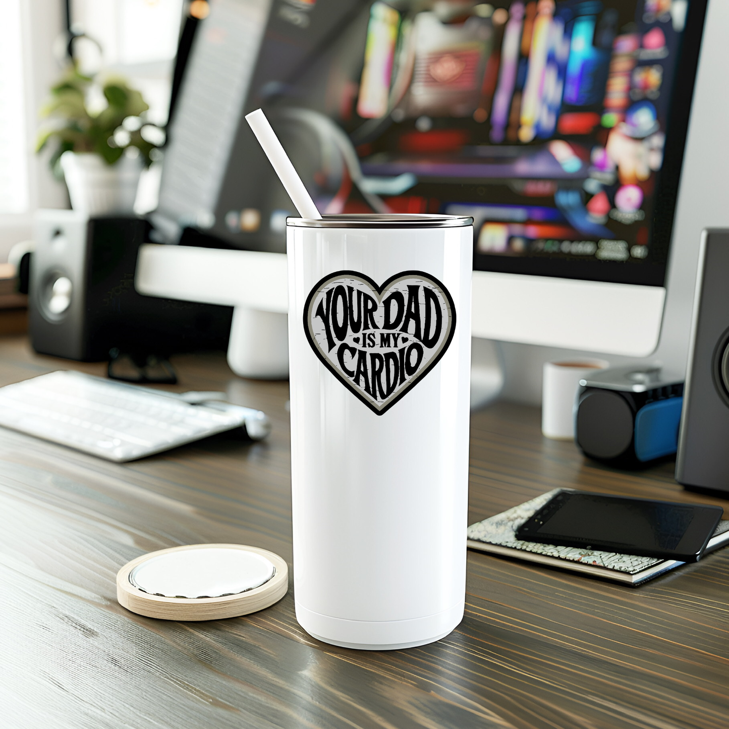 Funny Your Dad Is My Cardio Vinyl Sticker