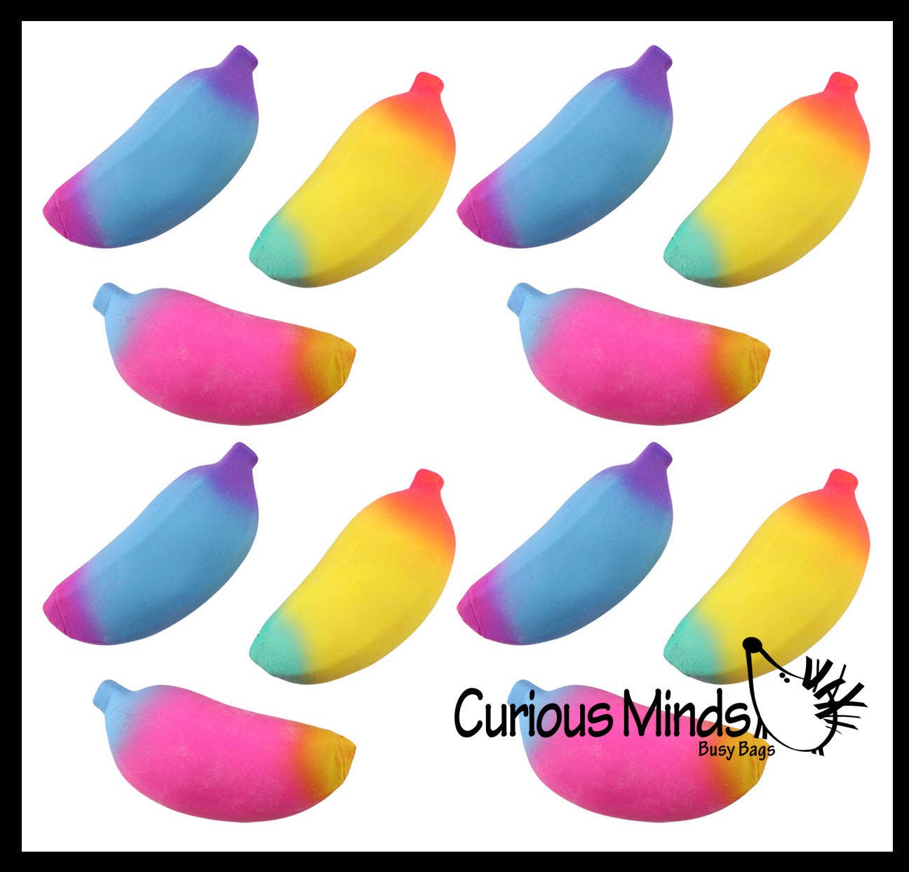 1 Random Rainbow Colored Squishy Sand Banana Toy