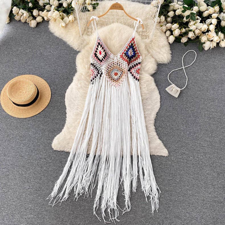 Funkyrel® Atzbranding Limited - Crochet Tassel Midi Dress