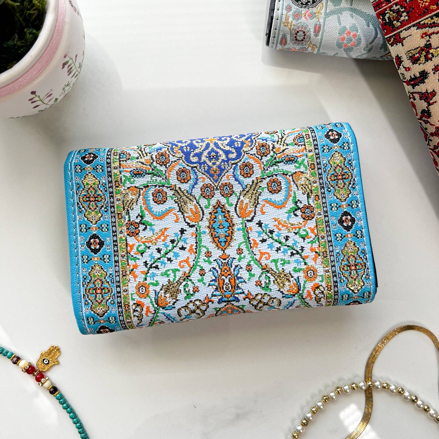Umays Boho - Blue Small Wallet for Women, Chic Wallet for Women, Handmade