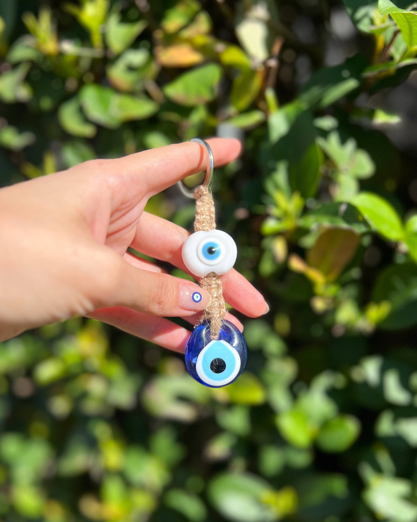 Umays Boho - Macrame Keychain with Glass Evil Eye, Boho Keychain