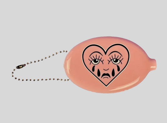 Crying heart coin pouch keychain