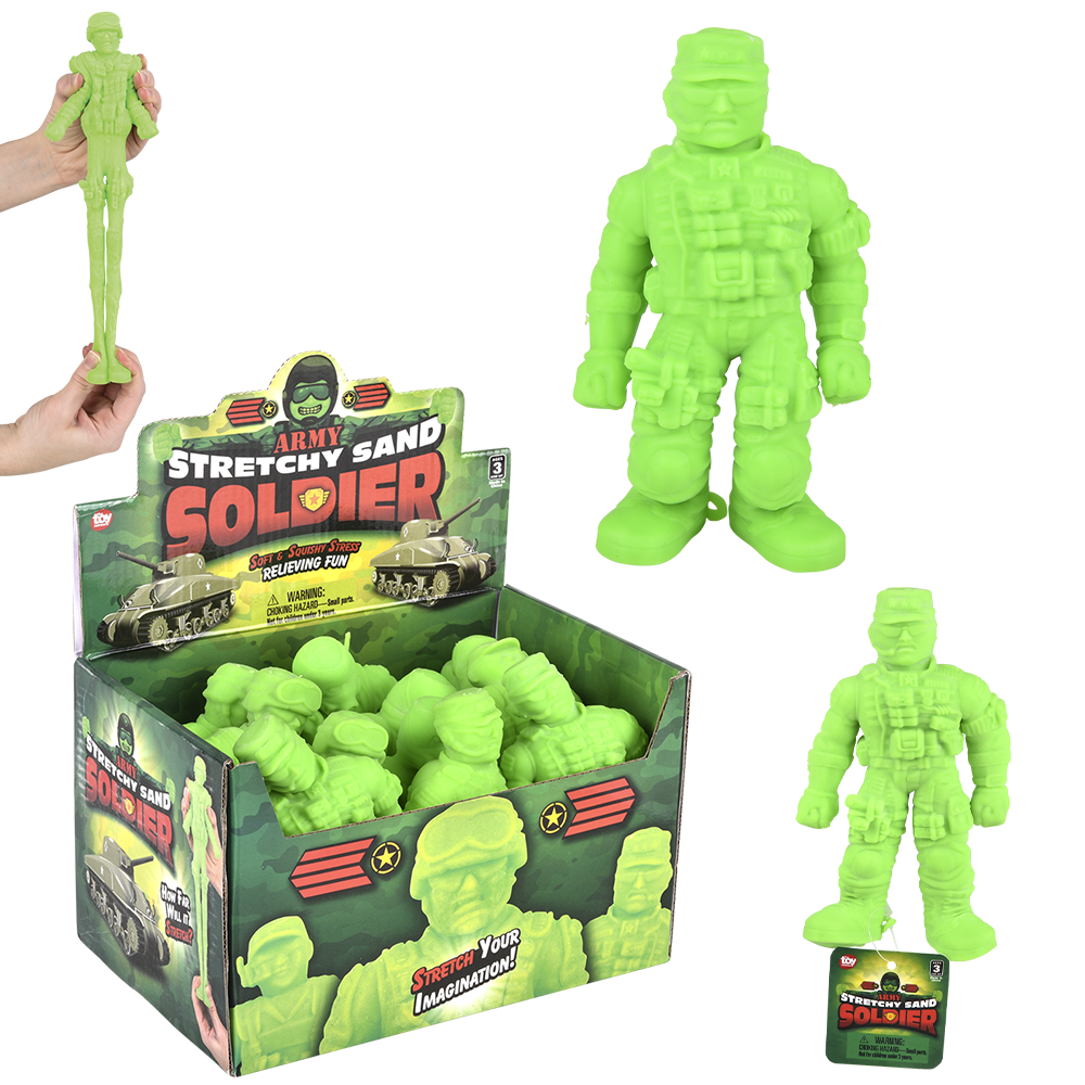 6" NEON GREEN STRETCHY SAND TOY SOLDIER 1 PC
