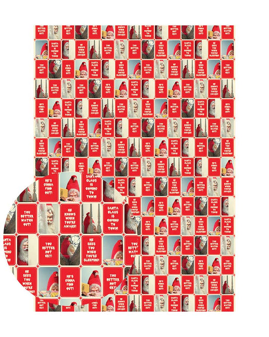 Creepy Santa Is Coming To Town Gift Wrapping Paper. Folded Flat Wrap-3 sheets
