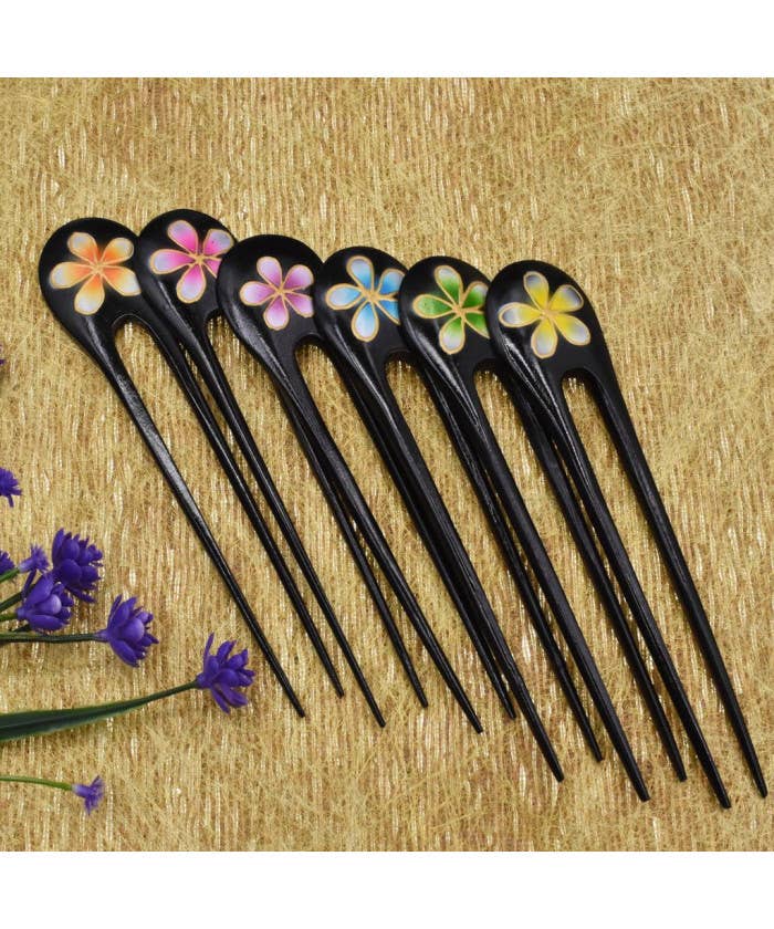 DK Hawaii - Plumeria Flower Wooden Hair Stick