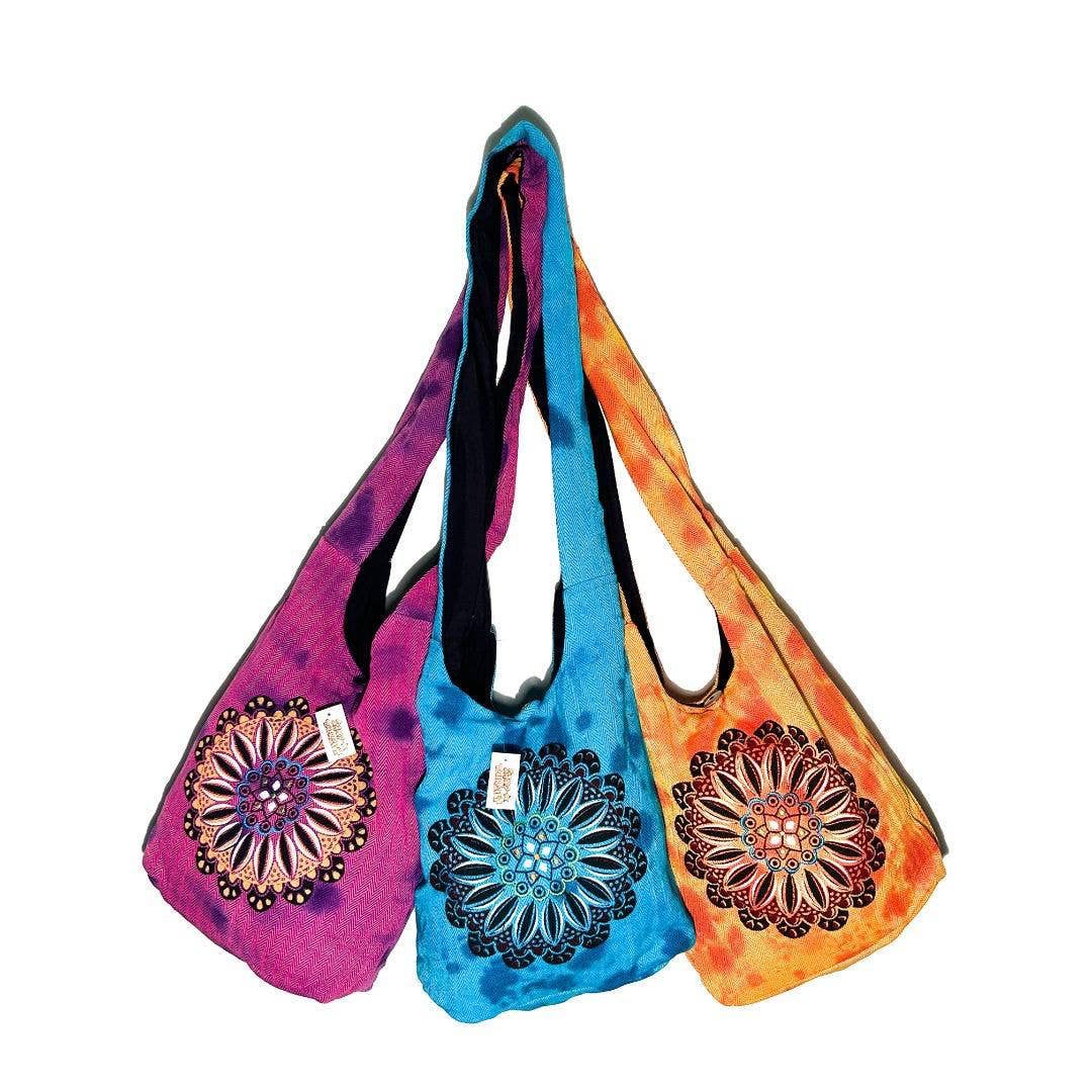Shop Therapy - Tie Dye Mandala Sun Herringbone Monk Style Shoulder Bag