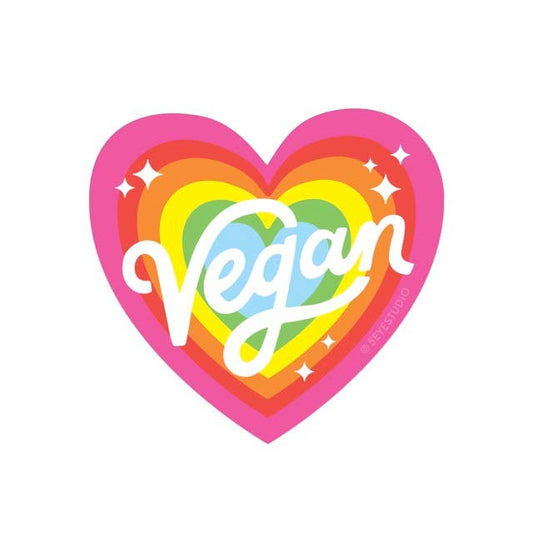 Vegan Rainbow Heart Vinyl Sticker