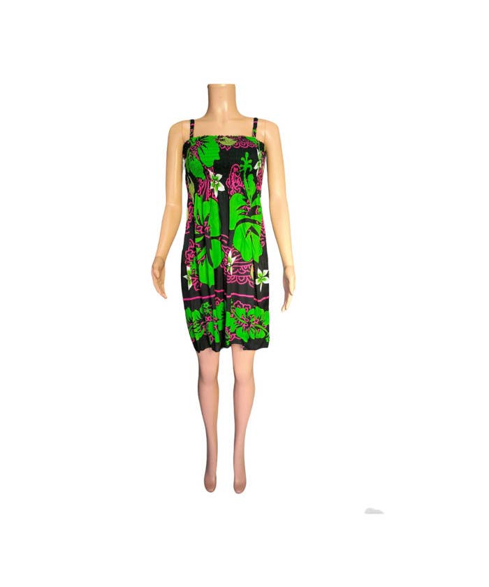 DK Hawaii - Floral Hibiscus Monstera Woman's Summer Dress