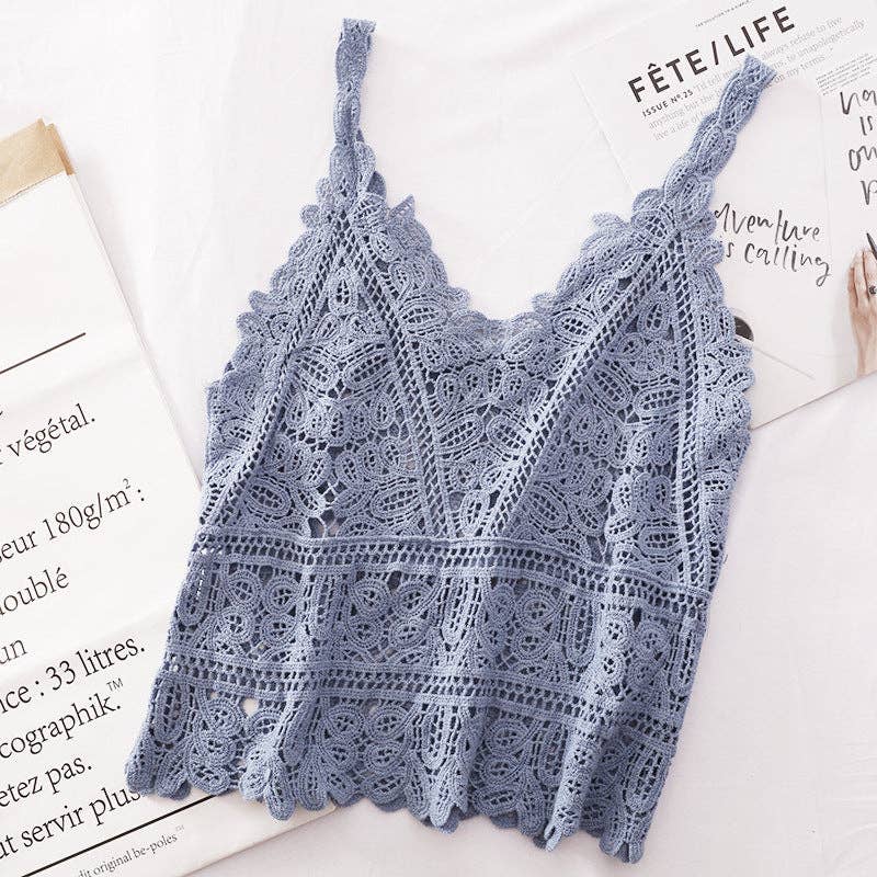 Funkyrel® Atzbranding Limited - Solid Color Crochet Lace Hollow Camisole Top