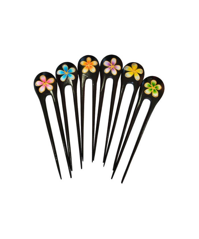 DK Hawaii - Plumeria Flower Wooden Hair Stick