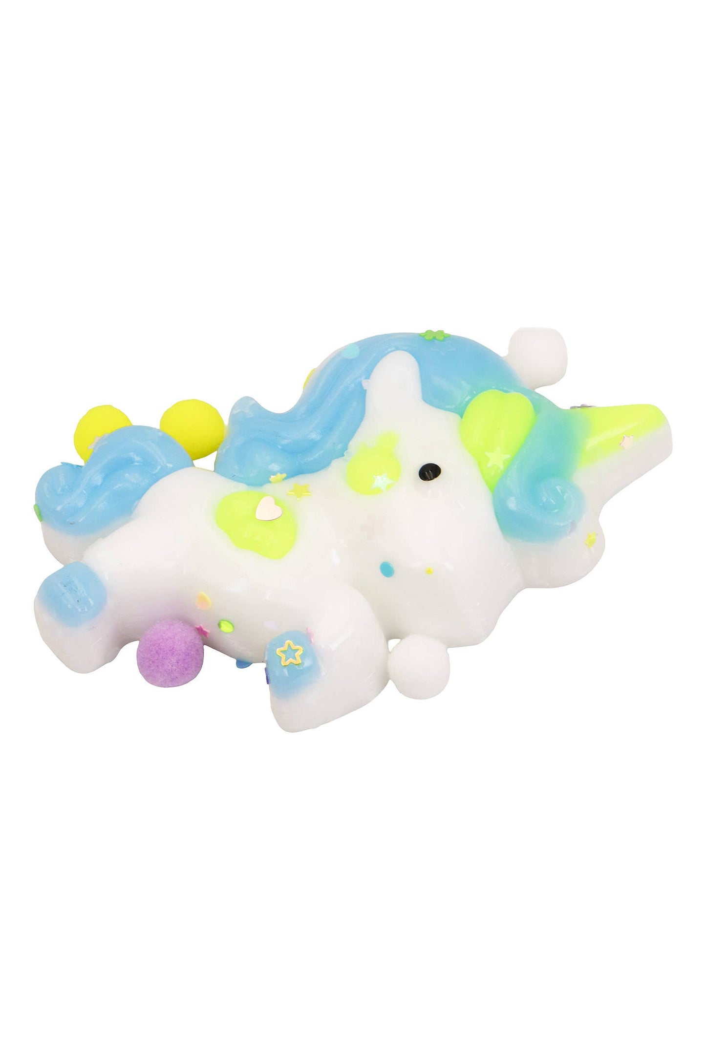 Unicorn Glittery Pom Pom Sticky Mochi Squishy Bag 1 PC
