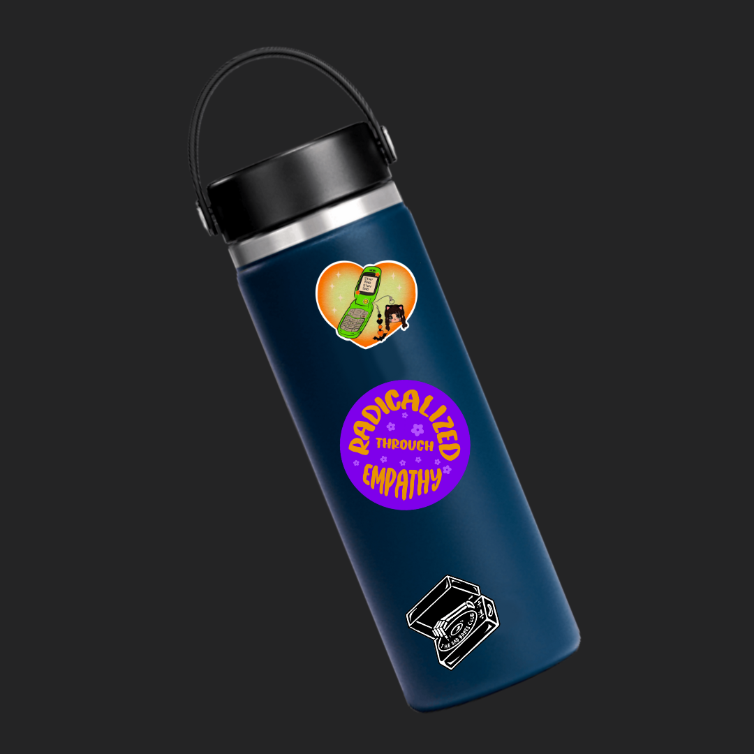 Radicalized through empathy round sticker