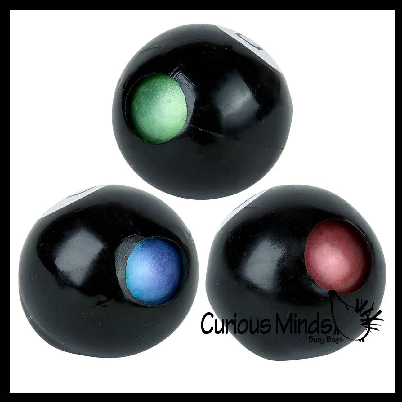 Curious Minds Toys - Squishy Fortune Teller 8 Ball Answering Black Ball Question Toy - Fortune Telling Toy - Classic Fun Predictor Toy - Answers Questions Stress Ball