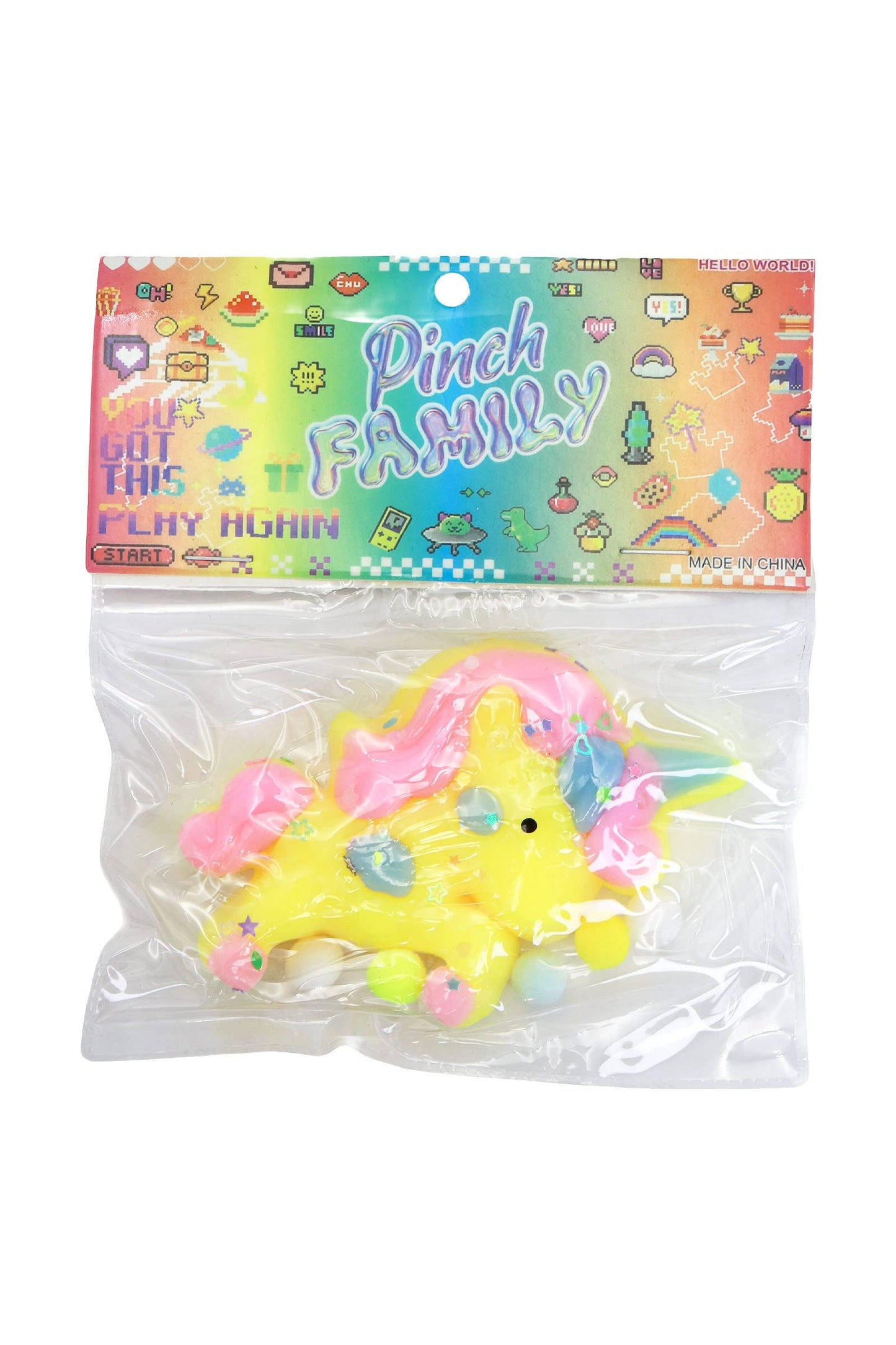 Unicorn Glittery Pom Pom Sticky Mochi Squishy Bag 1 PC