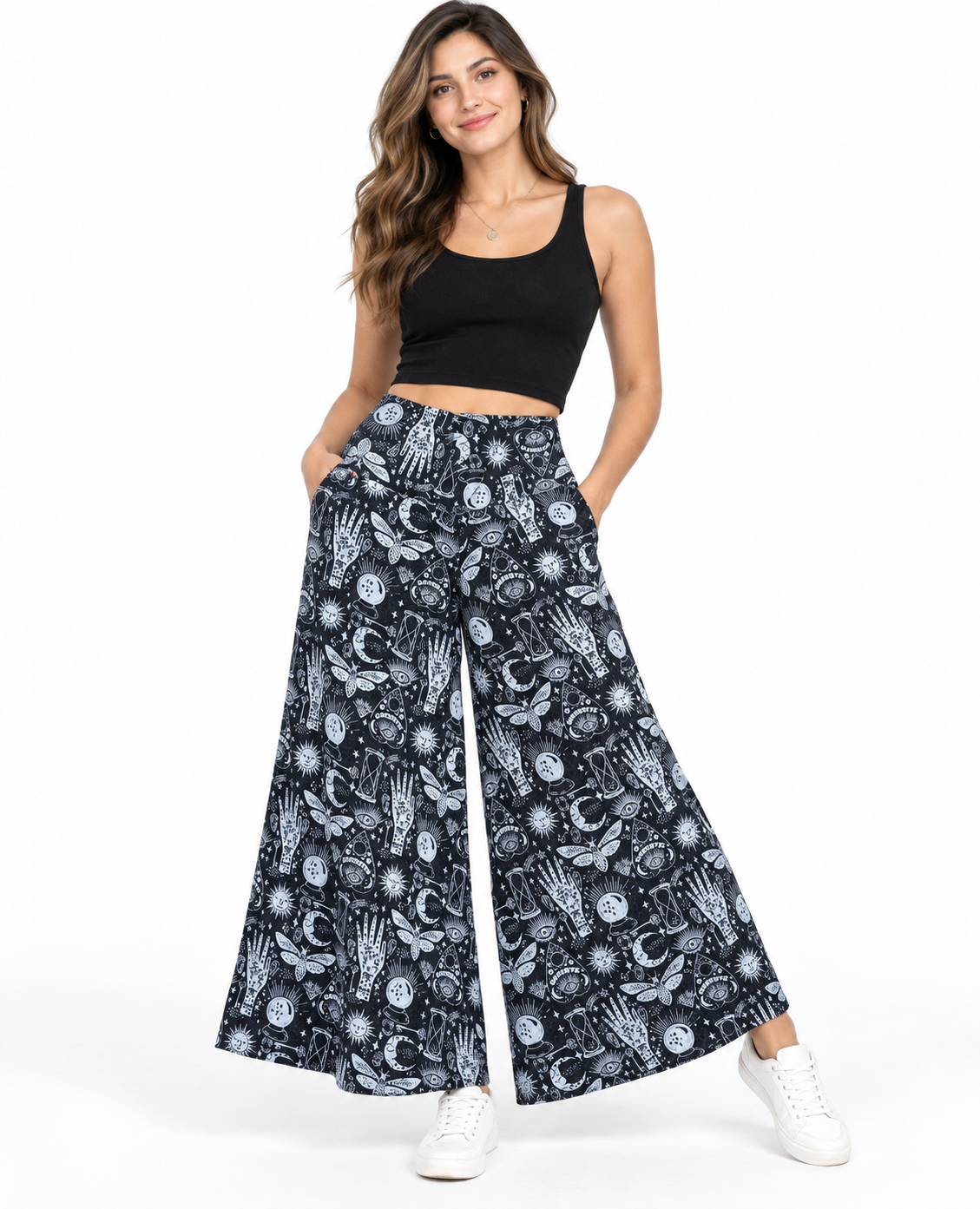 Rising International Inc - Cotton Hamsa Artwork Palazzo Pant LF138