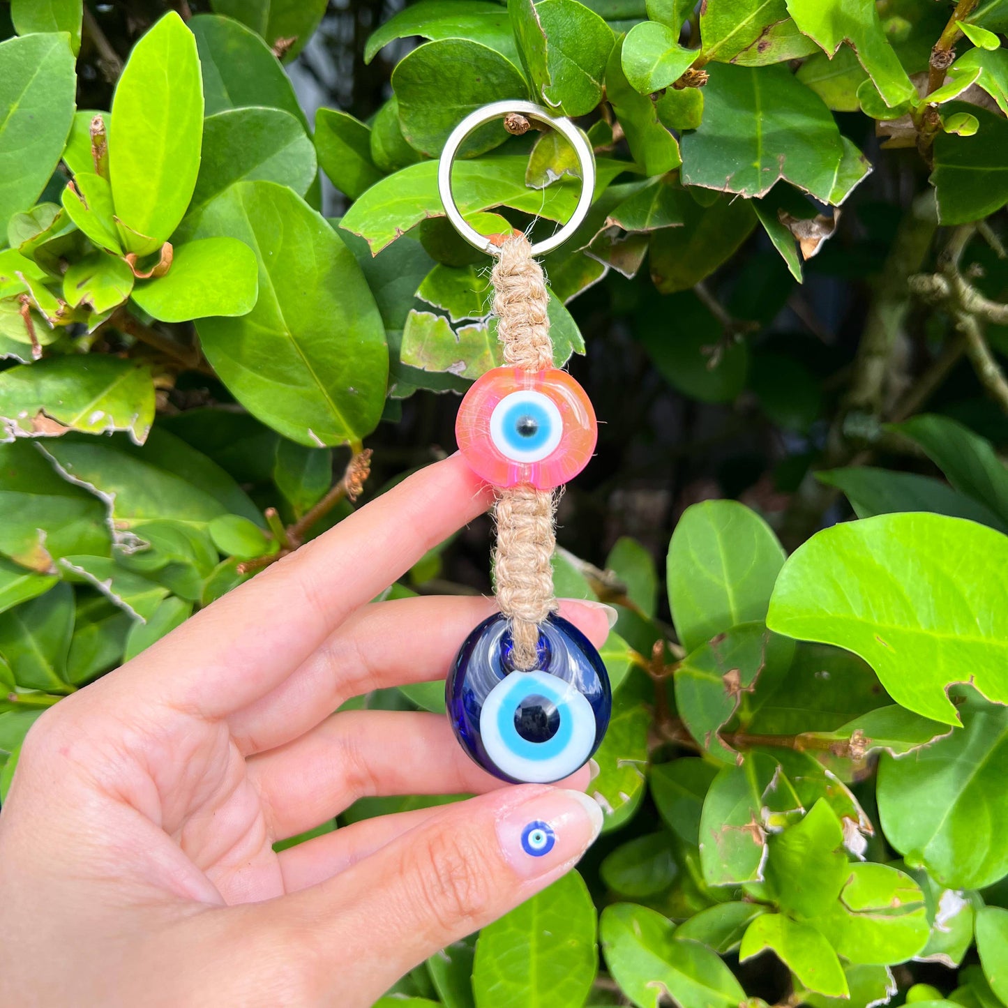 Umays Boho - Macrame Keychain with Glass Evil Eye, Boho Keychain
