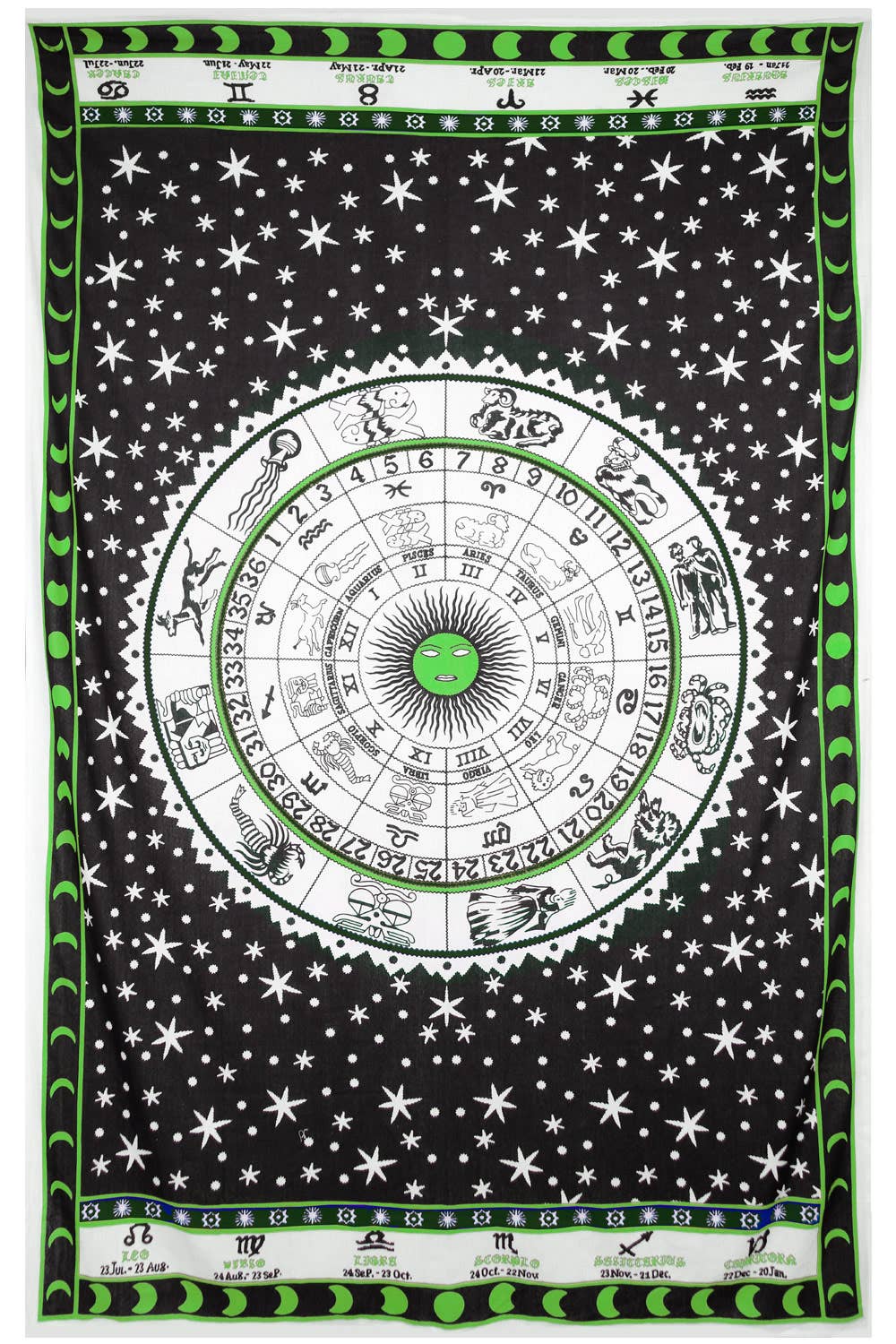 Sunshine Joy - Zest for Life Tapestry Zodiac Astrology 52x80" Green