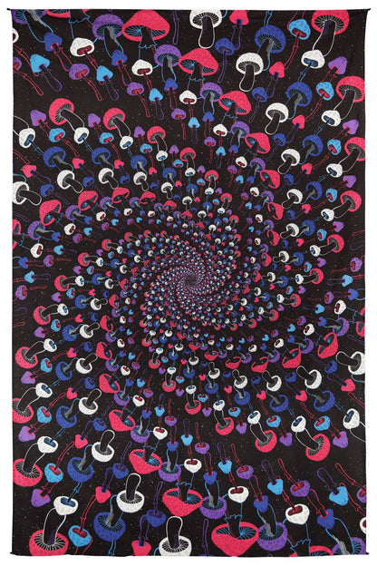 Sunshine Joy - 3D Glow in the Dark Tapestry Mushroom Spiral Tapestries