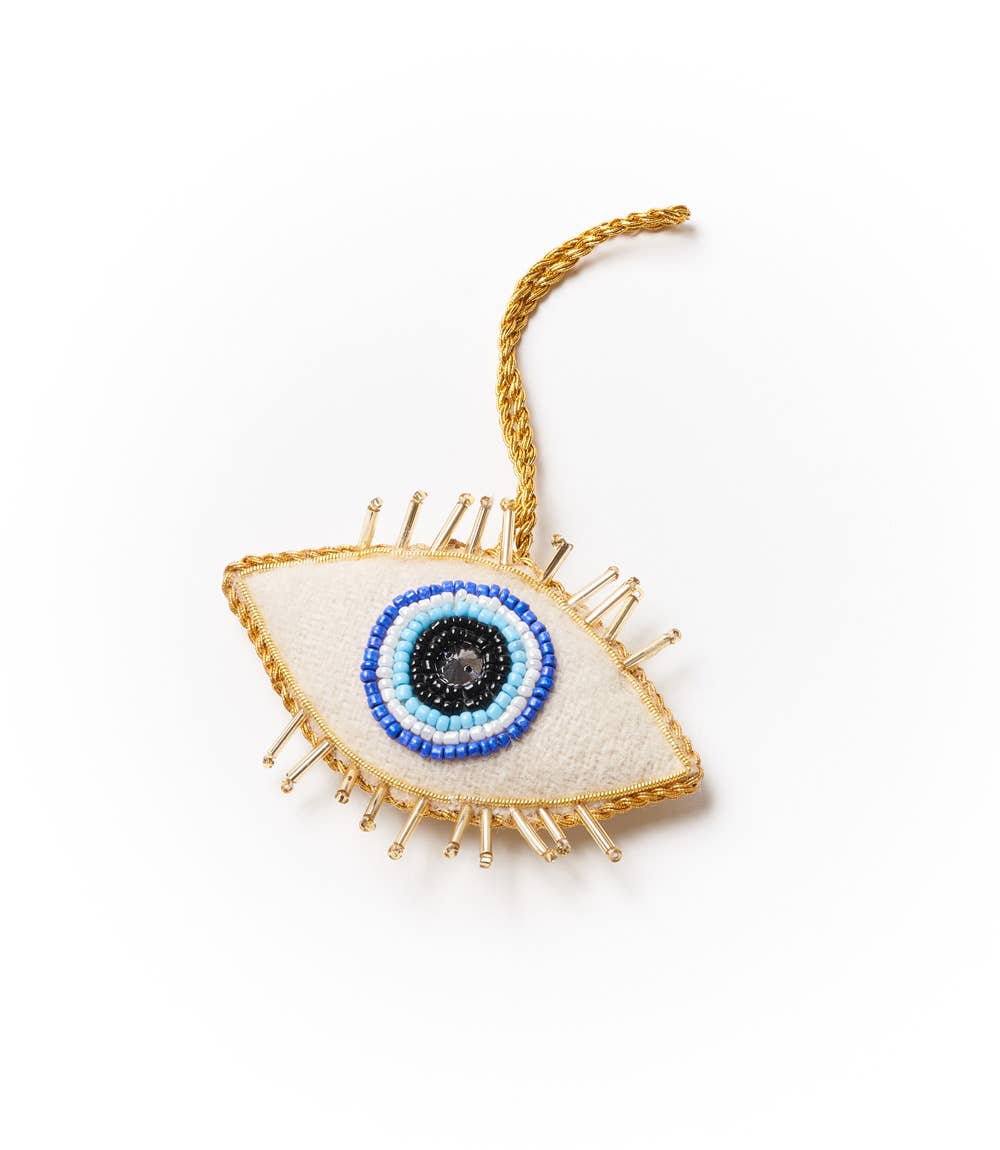 Fair Trade - Larissa Plush Evil Eye Felt Ornament - Hand Embroidered