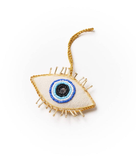 Fair Trade - Larissa Plush Evil Eye Felt Ornament - Hand Embroidered